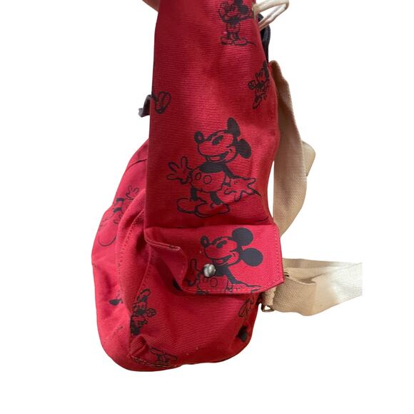 Disney X Junk Food Red‎ Blue Mickey Mouse Canvas Cotton Drawstring Backpack - Picture 3 of 8